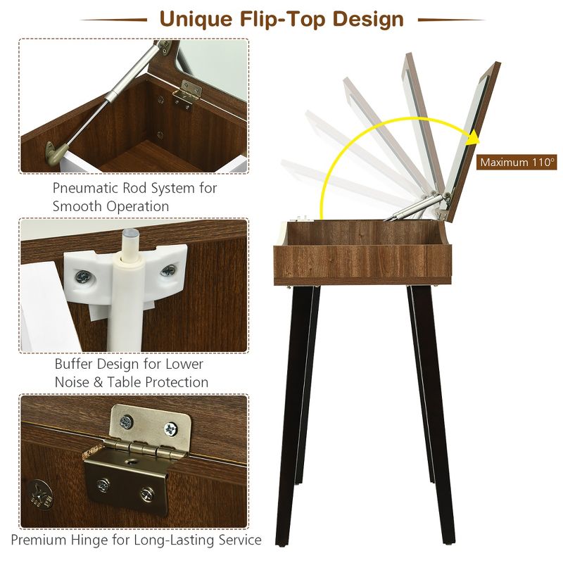 Costway Vanity Table Set with Flip Top Mirror Dressing Makeup Study Padded Stool