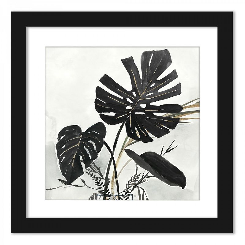 Americanflat Black Monstera Leaves - Set of 2 Framed Prints by PI Creative