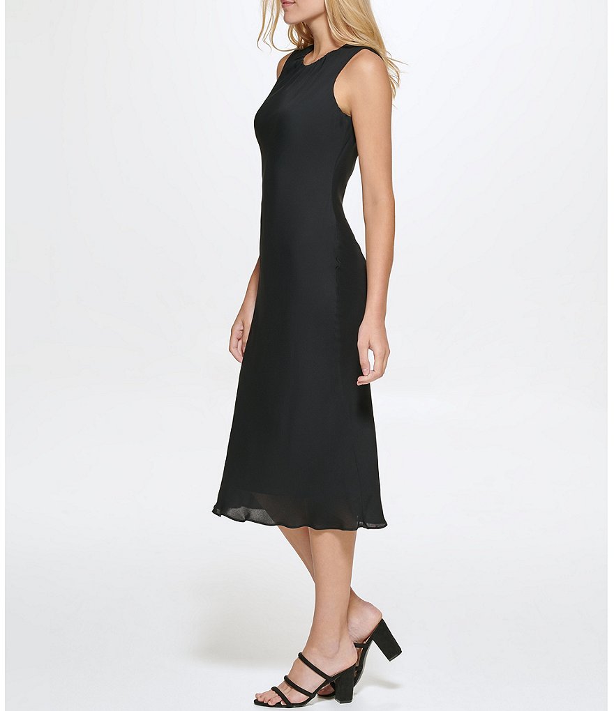 Vince Camuto Halter Bow Neck Sleeveless Midi Dress with Side Seam Pockets