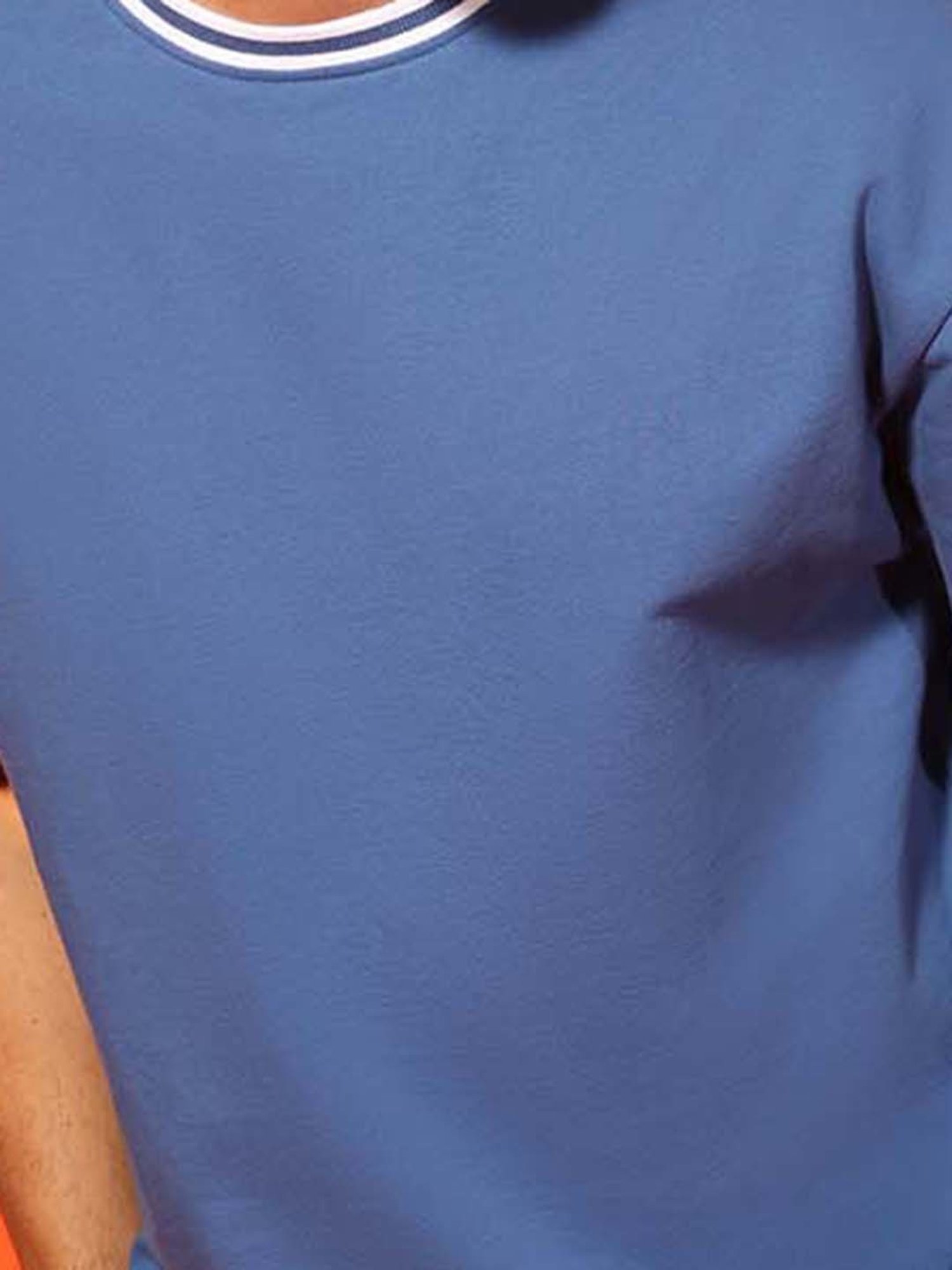 SUBTRACT Dark Blue Regular Fit Cotton Oversized Crew T-Shirt