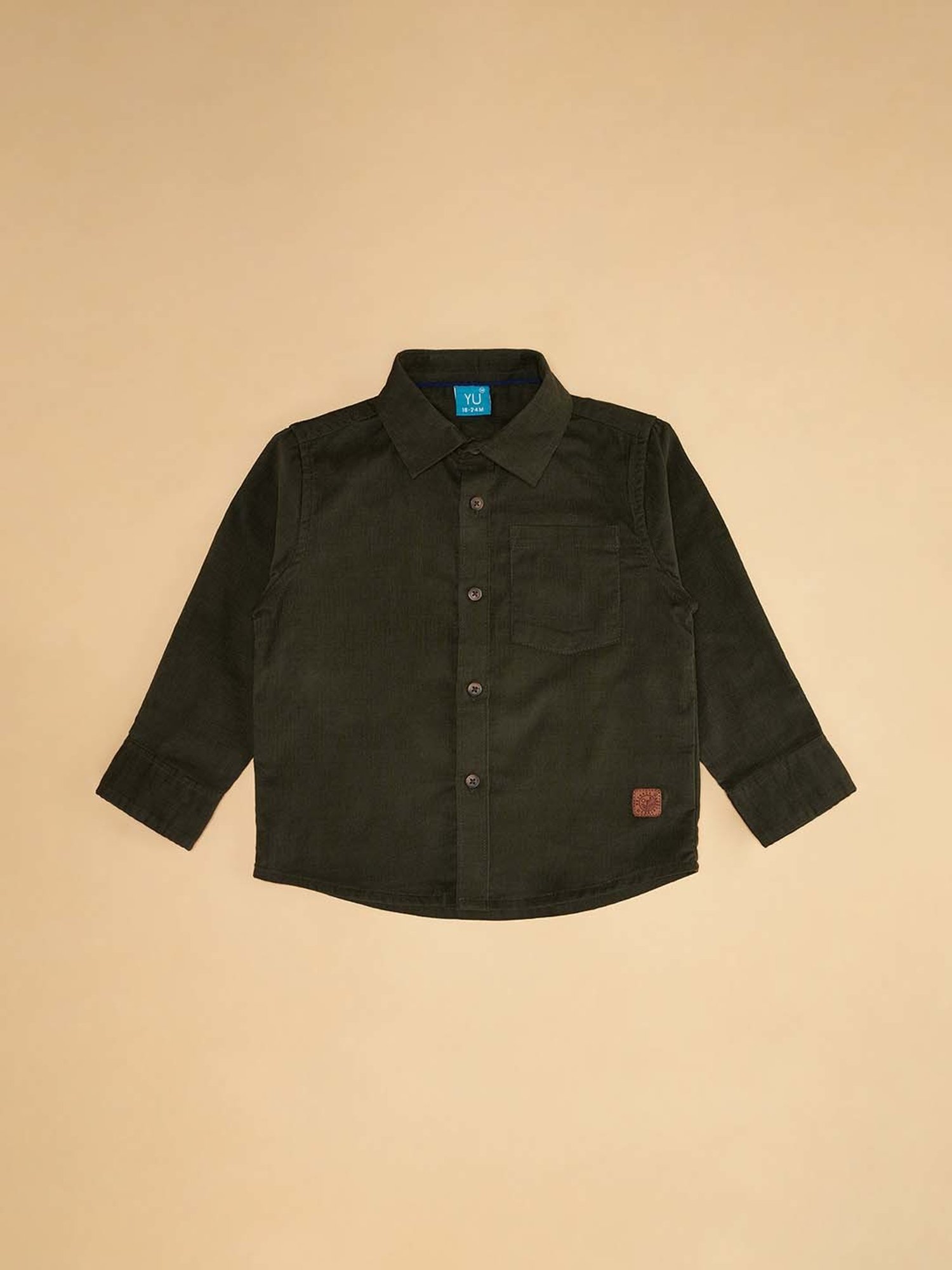 YU by Pantaloons Kids Green Regular Fit Full Sleeves Shirt