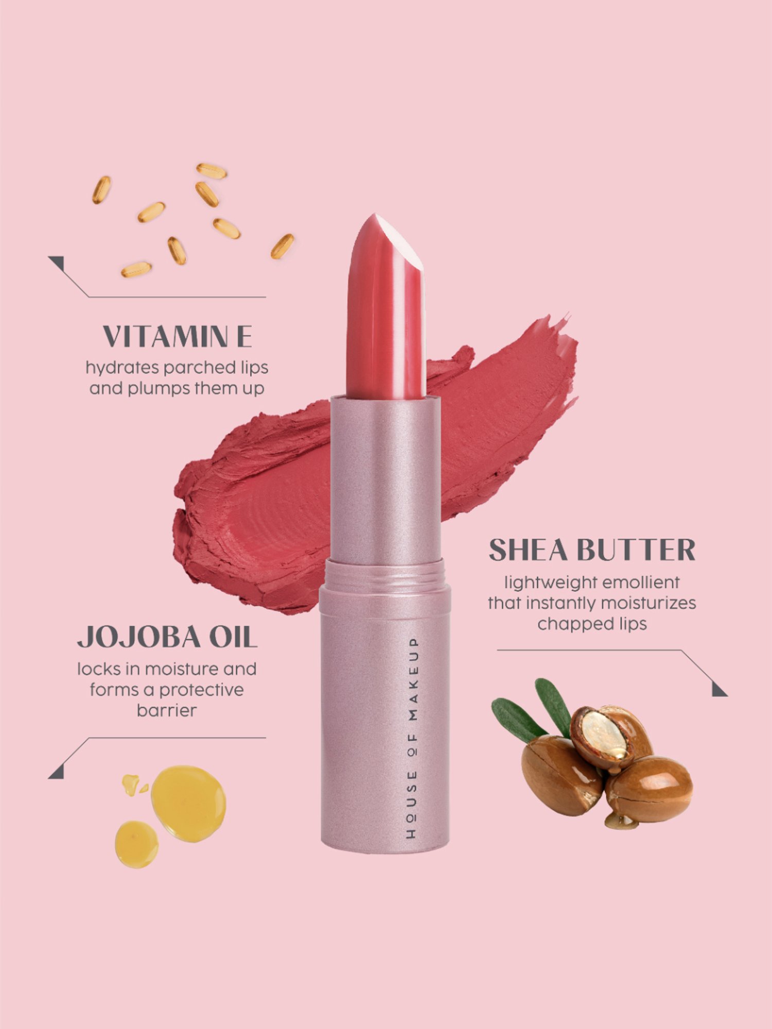 House of Makeup Swipe Light Lightweight Matte Lipstick Sweet Lotus - 3.5 gm