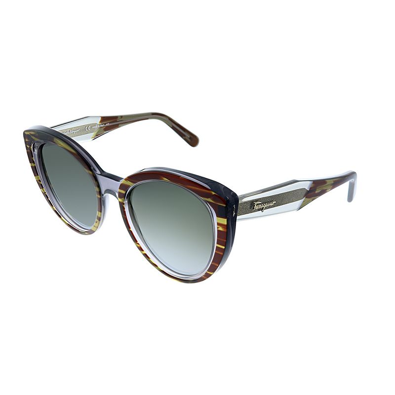 Salvatore Ferragamo SF 891S 027 Womens Cat-Eye Sunglasses Striped Grey Brown 53mm