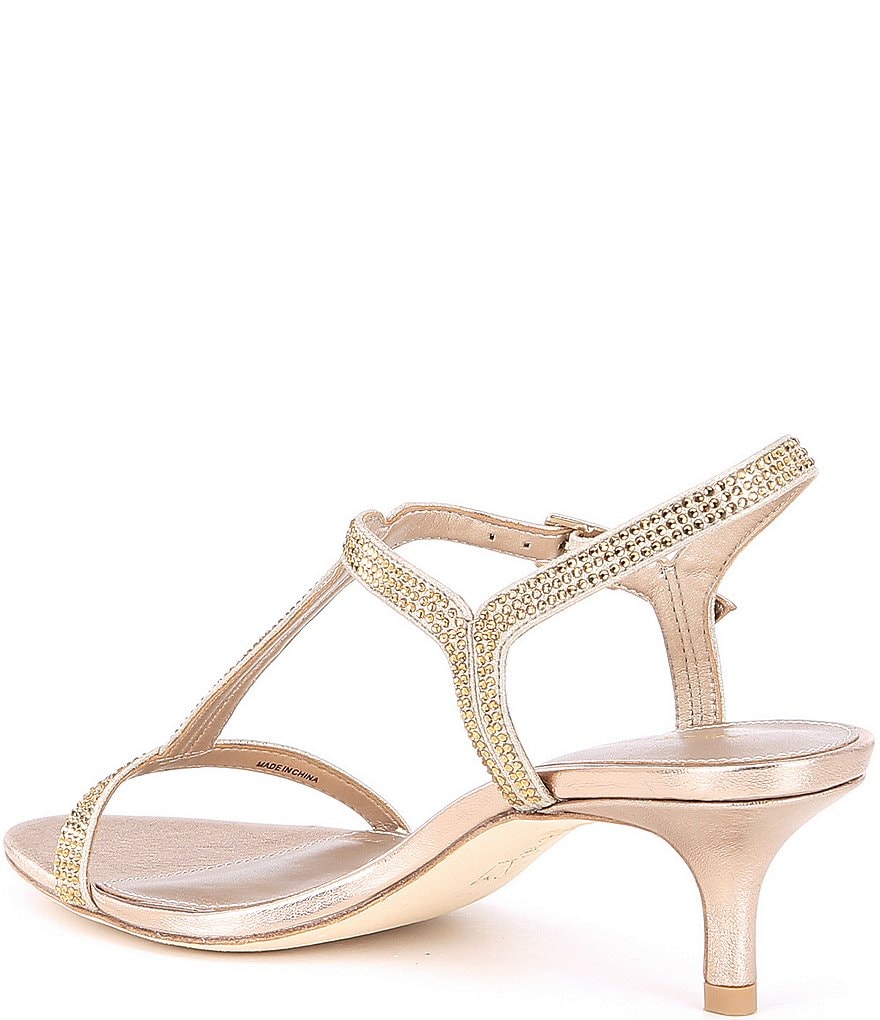 Pelle Moda Fable Rhinestone Jeweled Metallic Suede Dress Sandals
