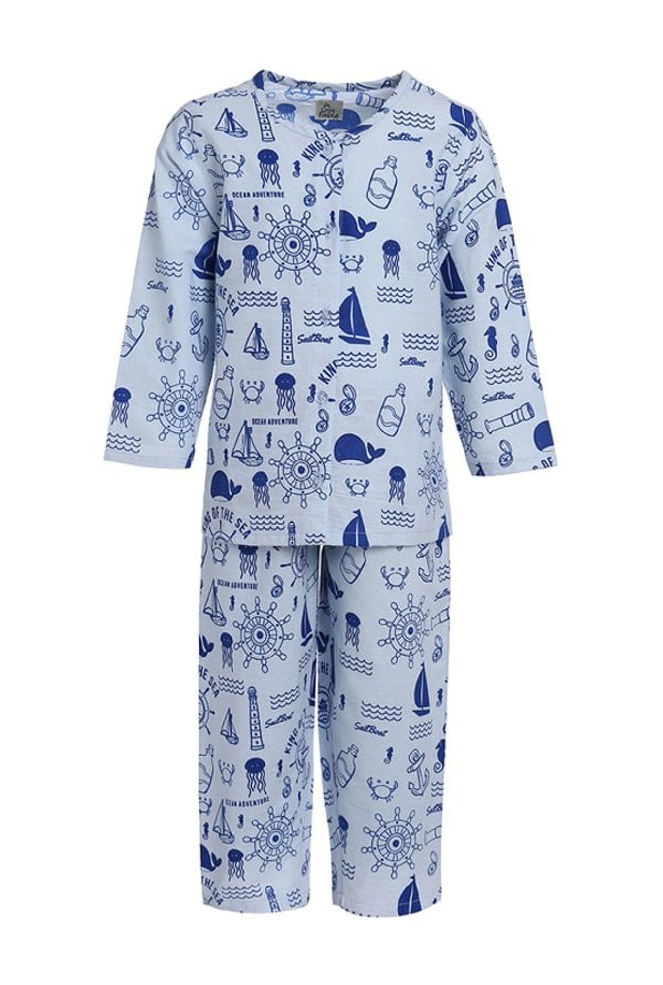 A Little Fable Boys Blue Printed Night Suit