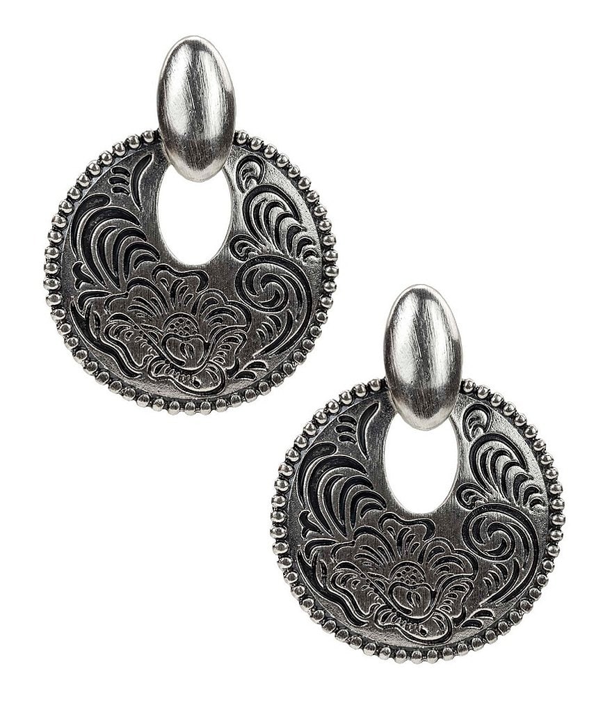 Patricia Nash The Etched Tooling Flat Hoop Earrings