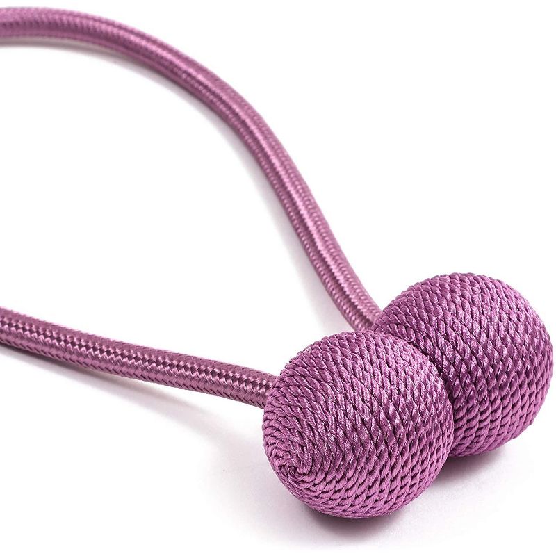 Juvale 4-Pack Window Curtain Tiebacks Magnetic Hook, Decorative Rope Curtain Holdback Tie Backs Holders, Purple, 19 inch