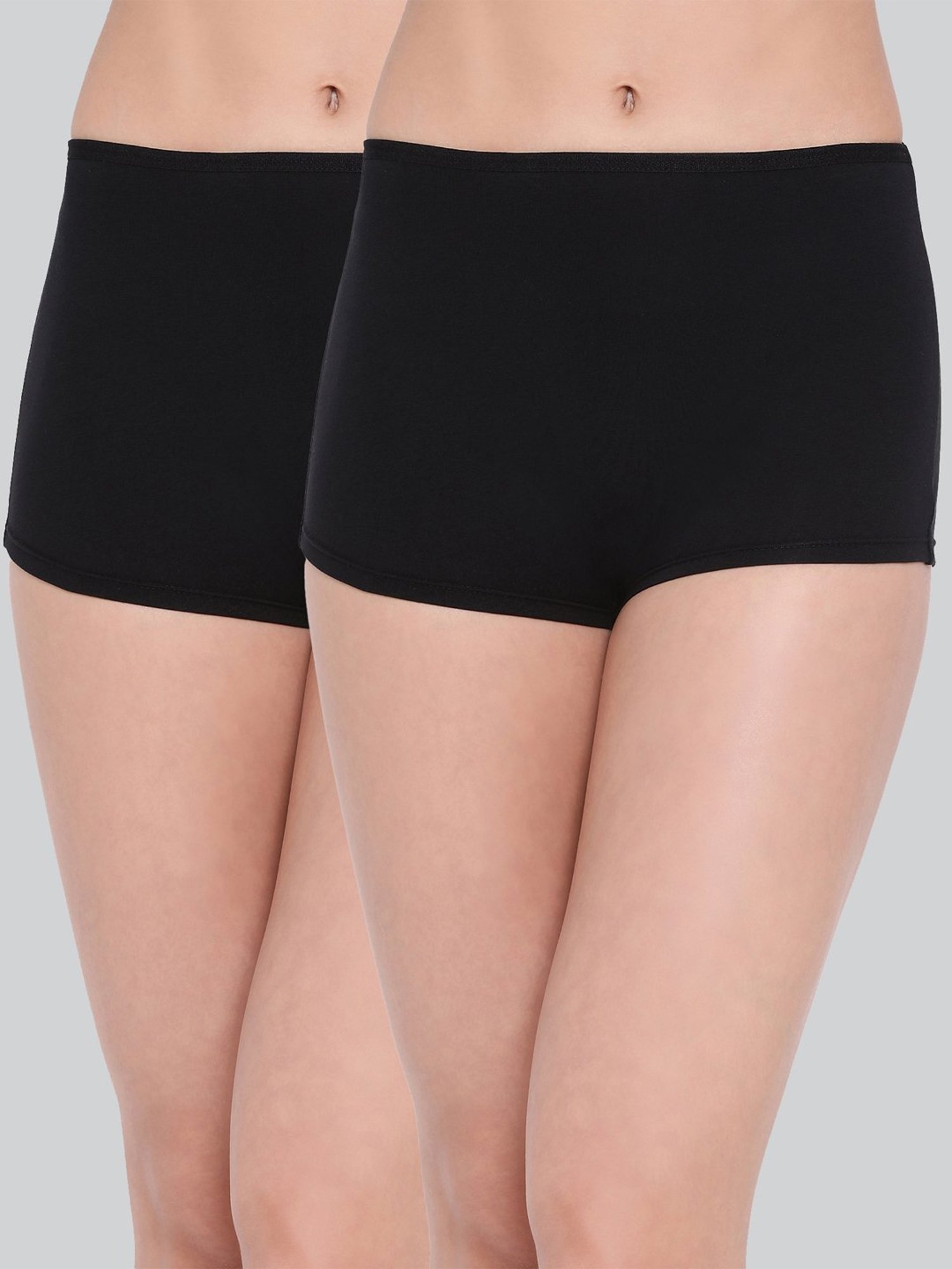 Lyra Black Cotton Boy Shorts Panties - Pack Of 2