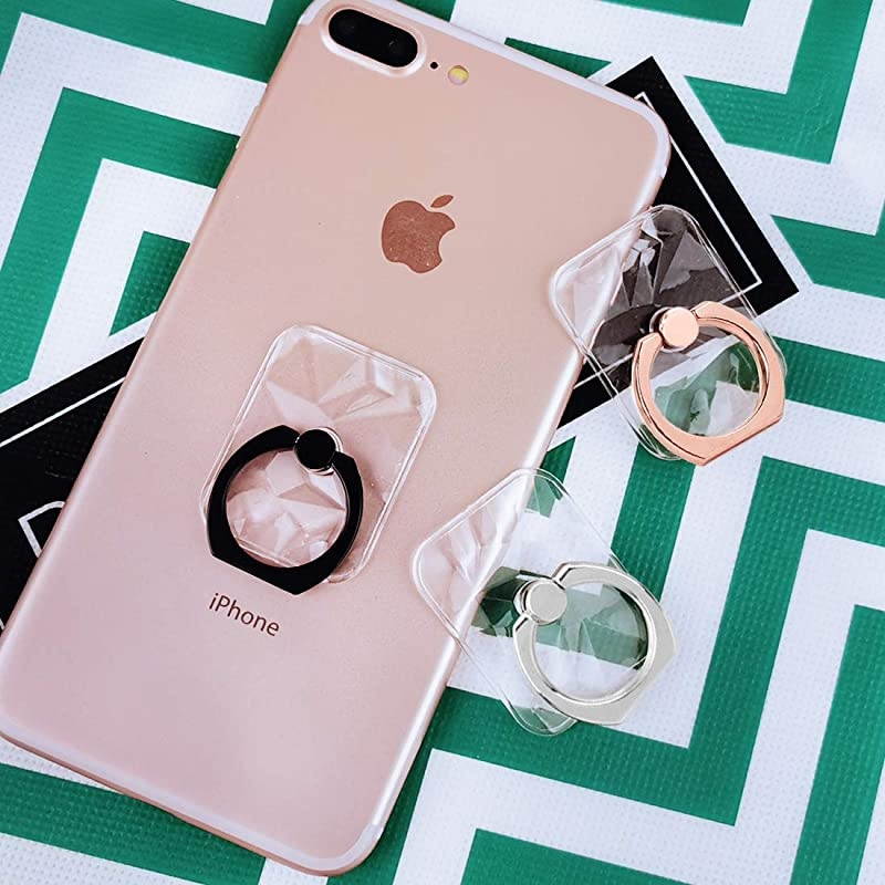 Ring Transparent Cell Ring Holder 360&deg; Rotation Ring for 3D Textured Finger Ring Stand Holder Kickstand Compatible Most Smartphones Set of 5
