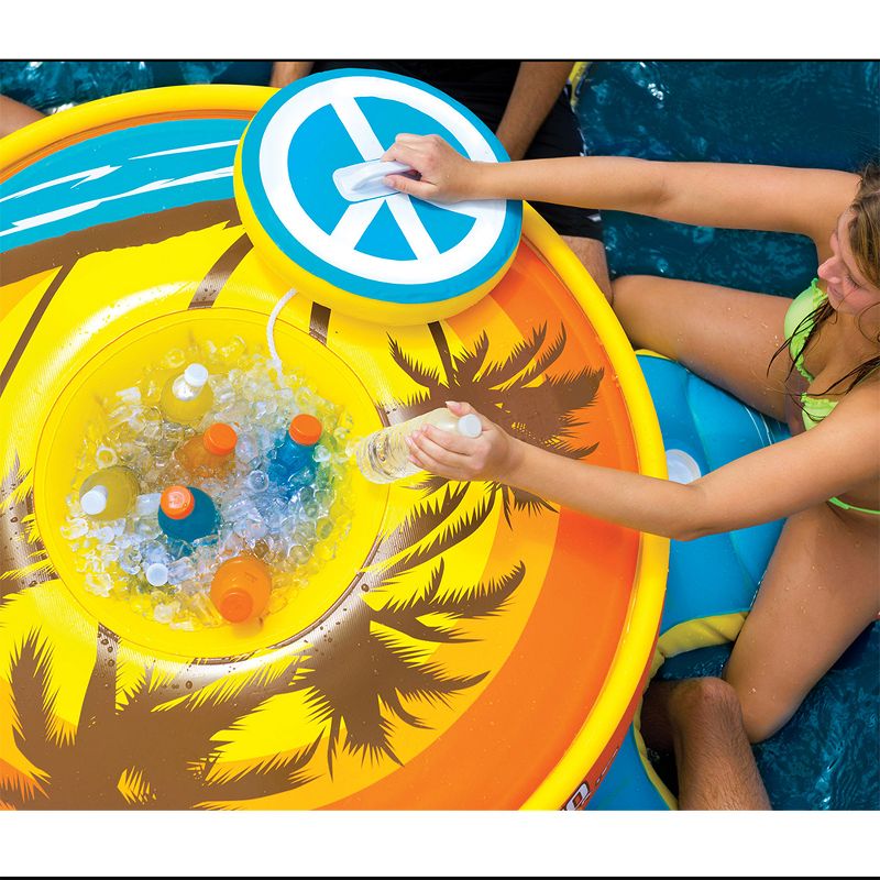 WOW Watersports 15-2010 Octo Island 6 Person Pool Float with Cooler and Table, Retro Design