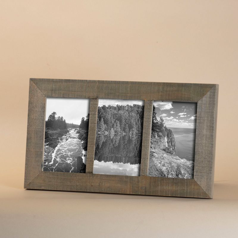 Natural Wood 4 x  6 inch Decorative Wood Picture Frame - Holds Three 4x6 Photos - Foreside Home & Garden