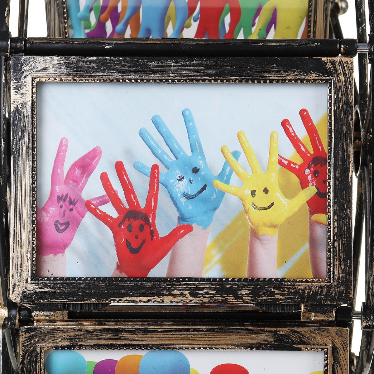 Vintage Photo Frame 5inch PVC Retro Ferris Wheel  Rotatable Windmill Photoframe Home Decor Gift Photo Frame-Bronze