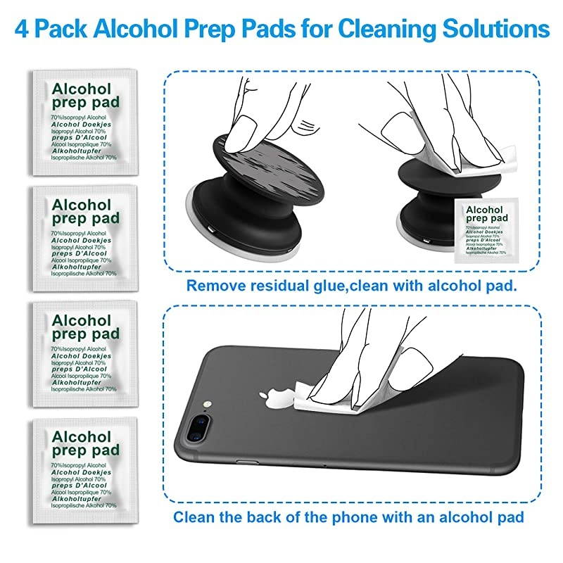 9 Pack Pops Sticky Adhesive Replacement for Socket Mount Base VHB 3M Sticker Pads for Phone Collapsible Grip Stand Back 9pcs 35mm Double Sided Tapes 4pcs Alcohol Prep Pads