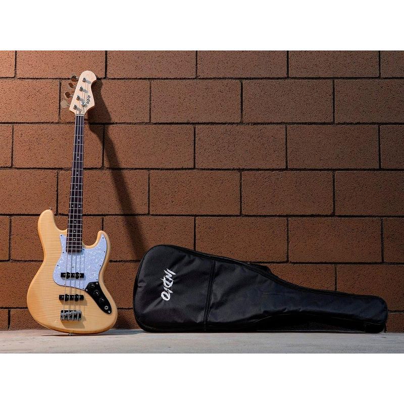 Monoprice Indio Jamm Flamed Maple Electric Bass - Natural, With Gig Bag
