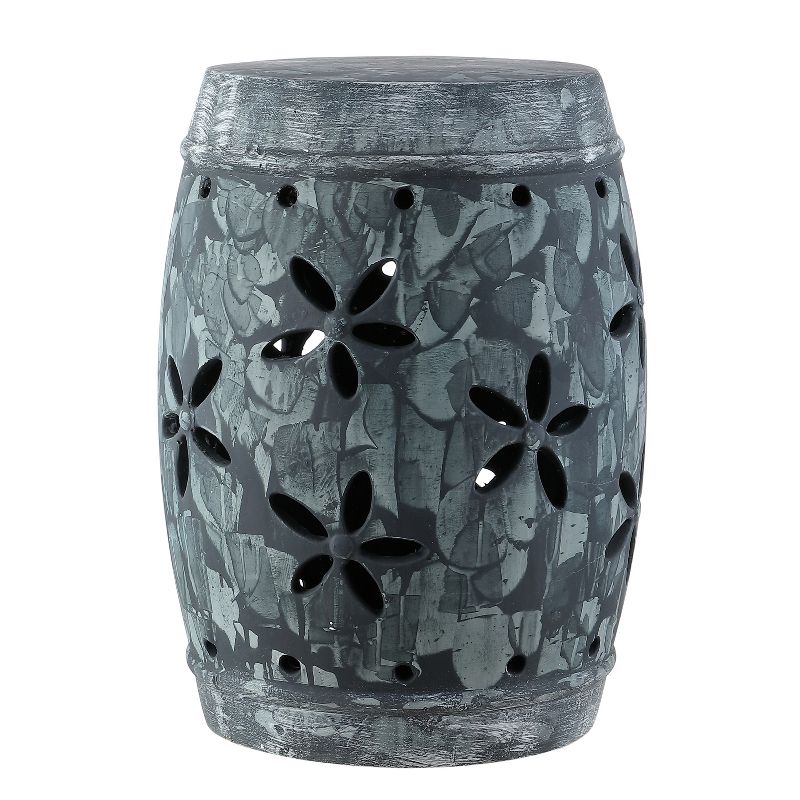 Belna Garden Stool - Antiqued Grey -  Safavieh