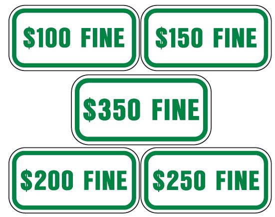Handicapped Fine Sign (Green) - $300 FINE