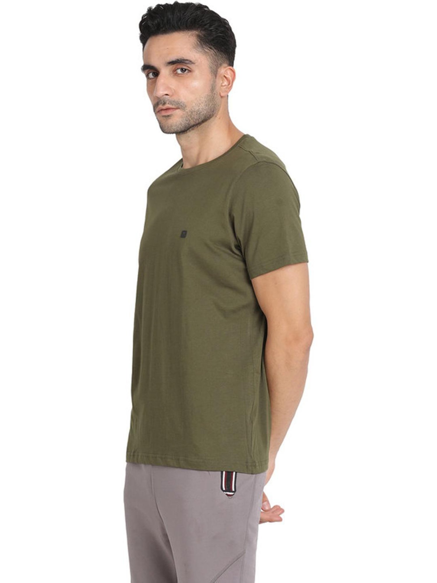 Turtle Green Cotton Slim Fit T-Shirt