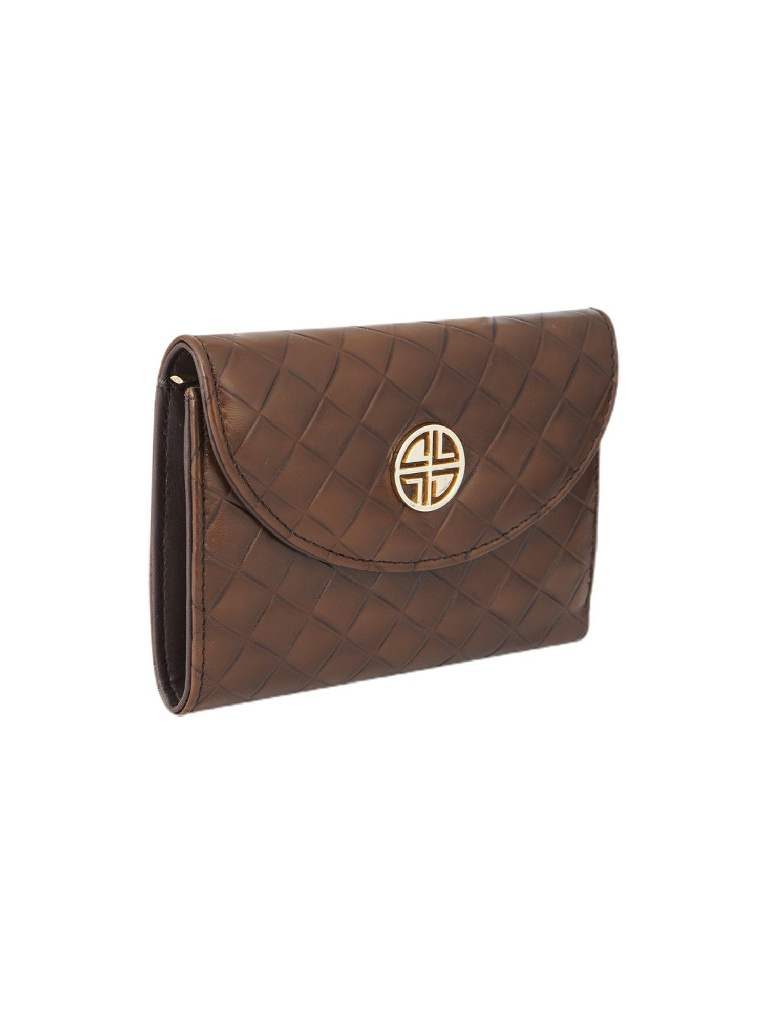Carlton London Brown Textured Small Tri-Fold Wallet for Women
