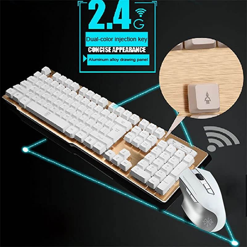 Keyboard and MouseSuspended Keycap Mechanical Feel Backlit Gaming Keyboard MouseFast ChargingWireless 24G Drive FreeAdjustable Breathing LampAntighosting12 Multimedia Keys White