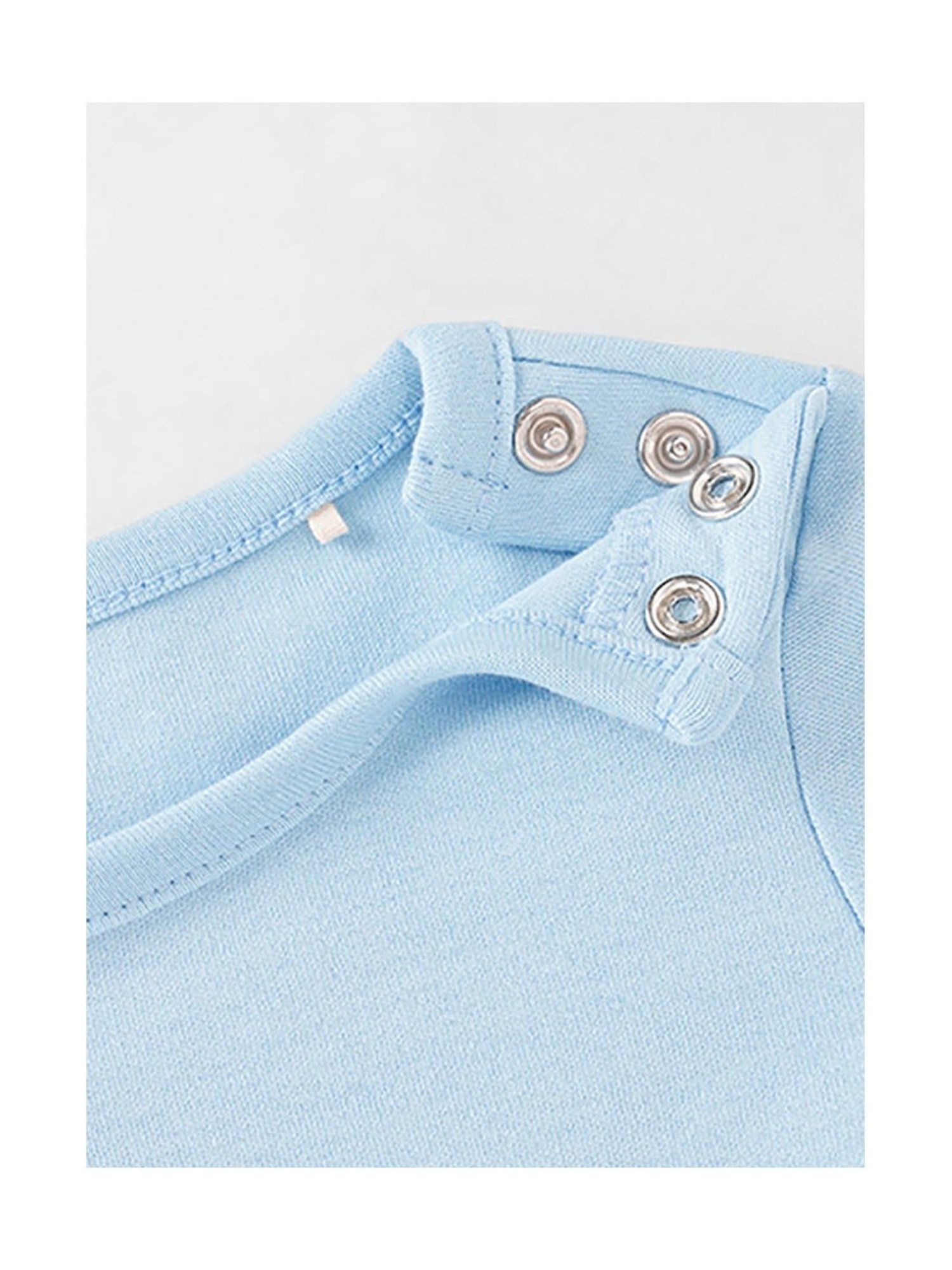 Ed-a-Mamma Baby Green & Blue Solid Full Sleeves Bodysuit (Pack Of 2)