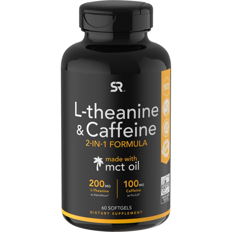 Sports Research L-Theanine & Caffeine with MCT Oil, 60 Softgels, Energy Supplements