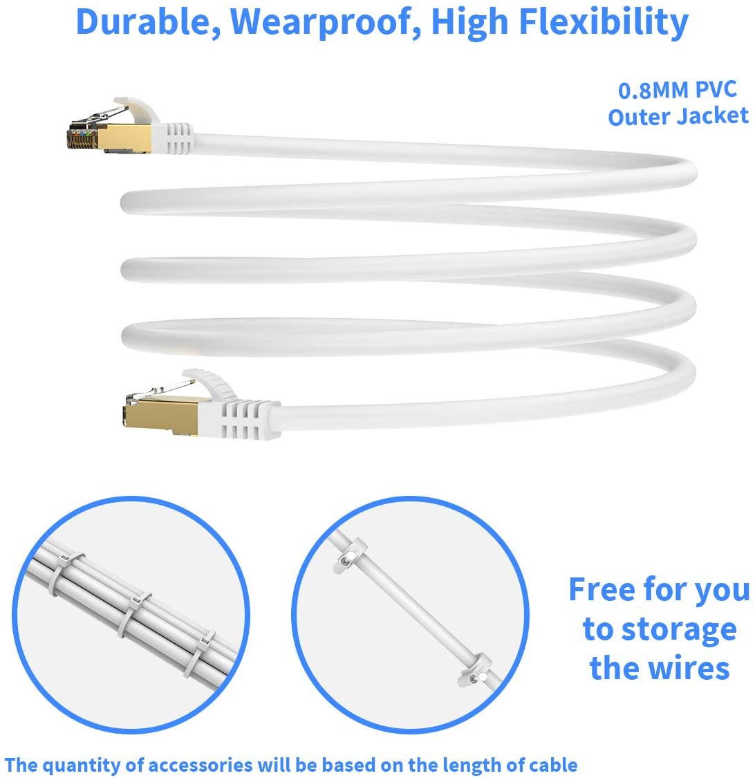Ethernet Cable 10 ft Cat 8 Cable RJ45 Internet Patch Cable 2000Mhz 40Gbps High Speed LAN Wire Cable Cord Shielded for Modem Router PC Mac Laptop PS2 PS3 PS4 Xbox and Xbox 360 Black