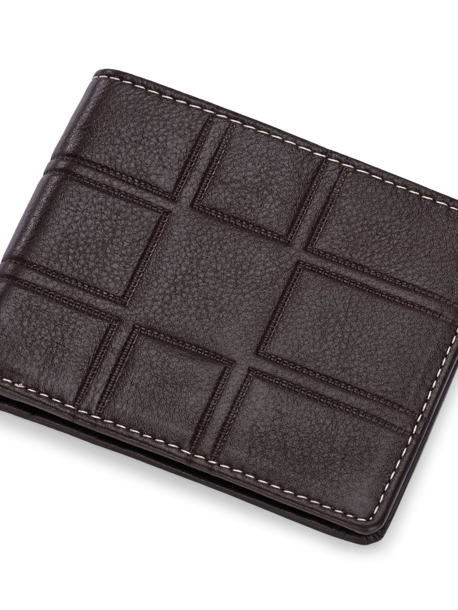 Clog London Brown Textured Leather Small Bi-Fold Wallet for Men
