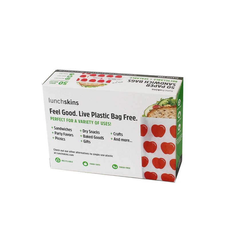 Lunchskins Recyclable & Sealable Paper Sandwich Bags - Apple - 50ct