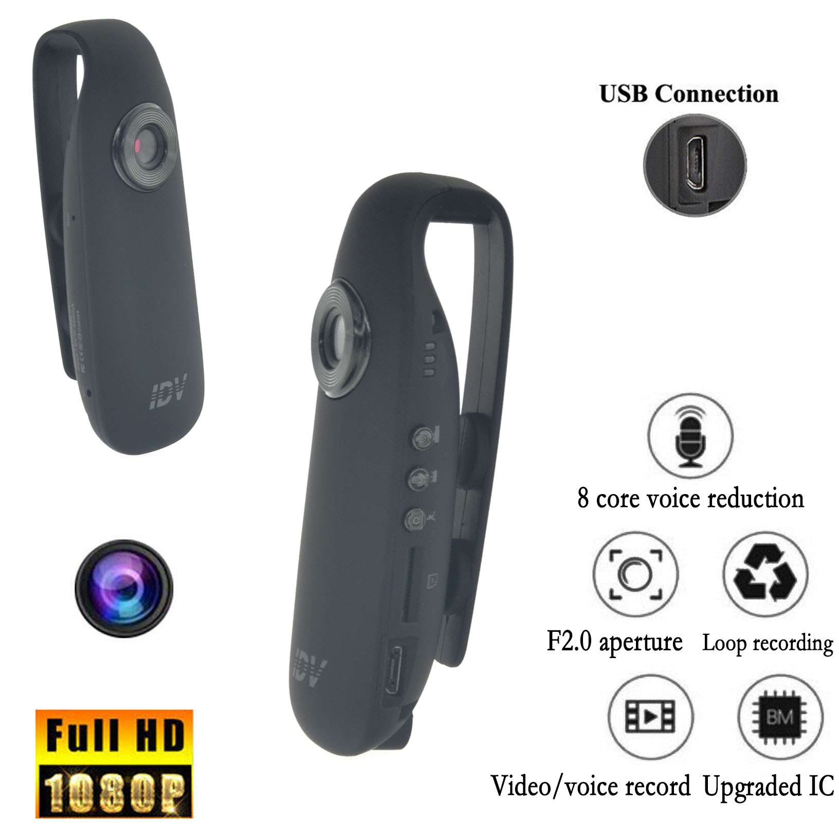 HD 1080P 130&deg; Mini Camcorder Dash Cam Police Body Motorcycle Bike Motion Camera