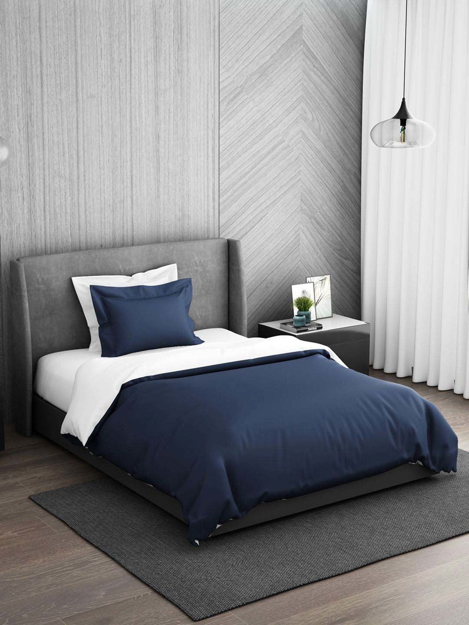 Spaces Hygro Navy Cotton 300 TC Single Duvet Cover