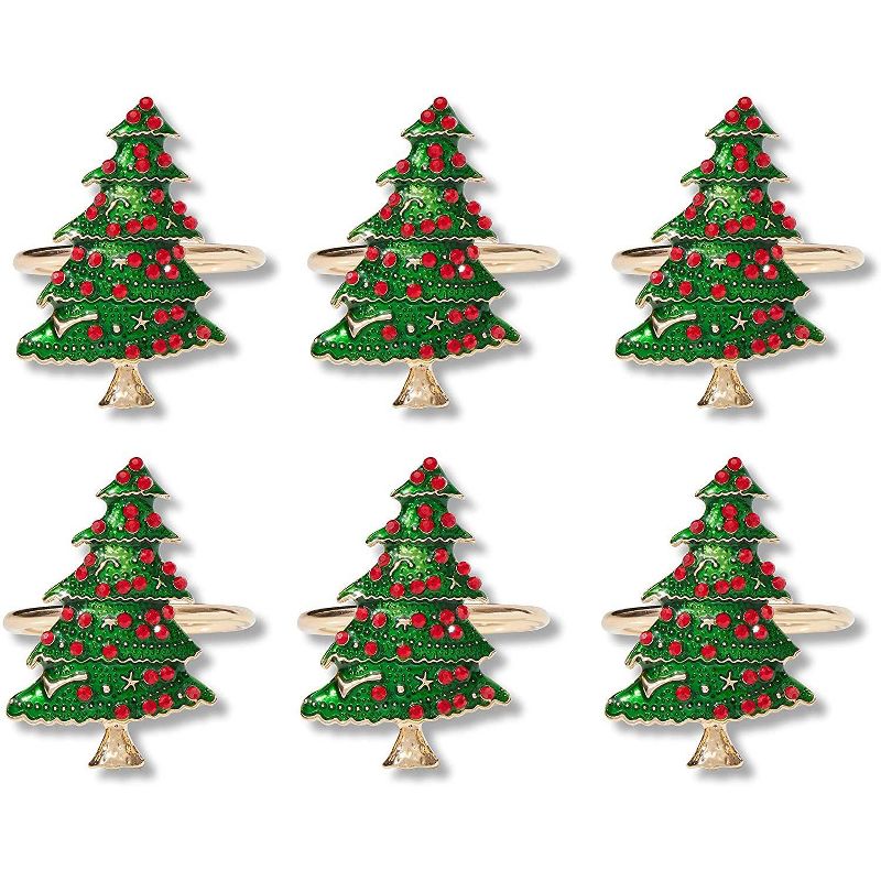 Farmlyn Creek 6 Pack Christmas Tree Napkin Rings for Holiday Home D'ecor (1 x 2 in)