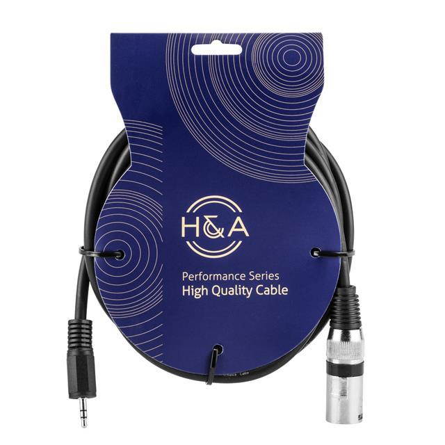 H&A 1/8" Male Mini-Jack to XLR Male Cable 10' #XSM-MM-10