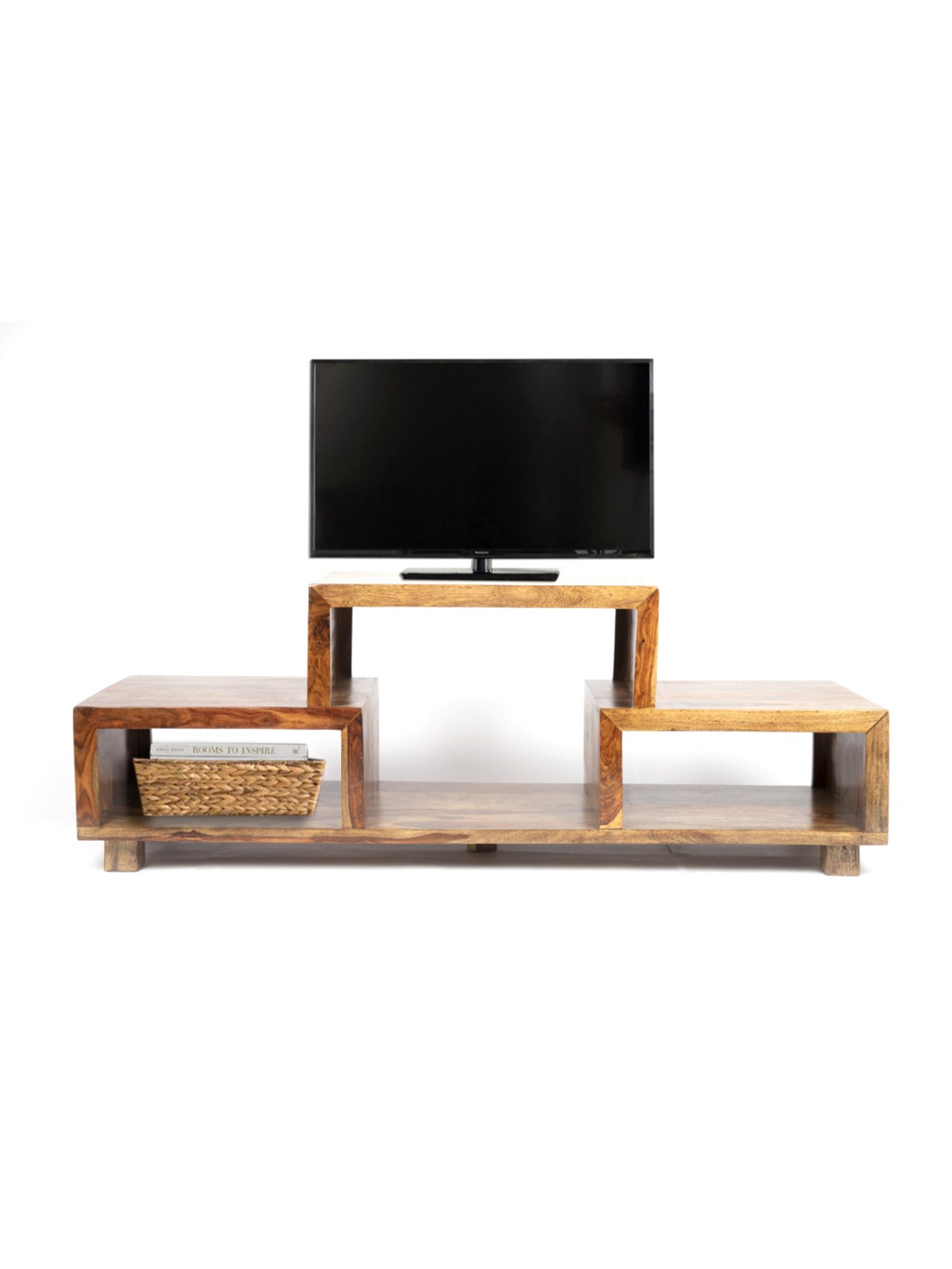 Ikiriya Allen Brown Wood Contemporary Designed TV Entertainment Unit Teak Finish