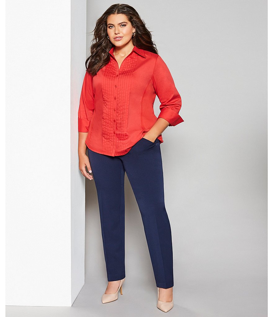 Investments Plus Size the PARK AVE fit Pull-On Straight Leg Pant with Pockets