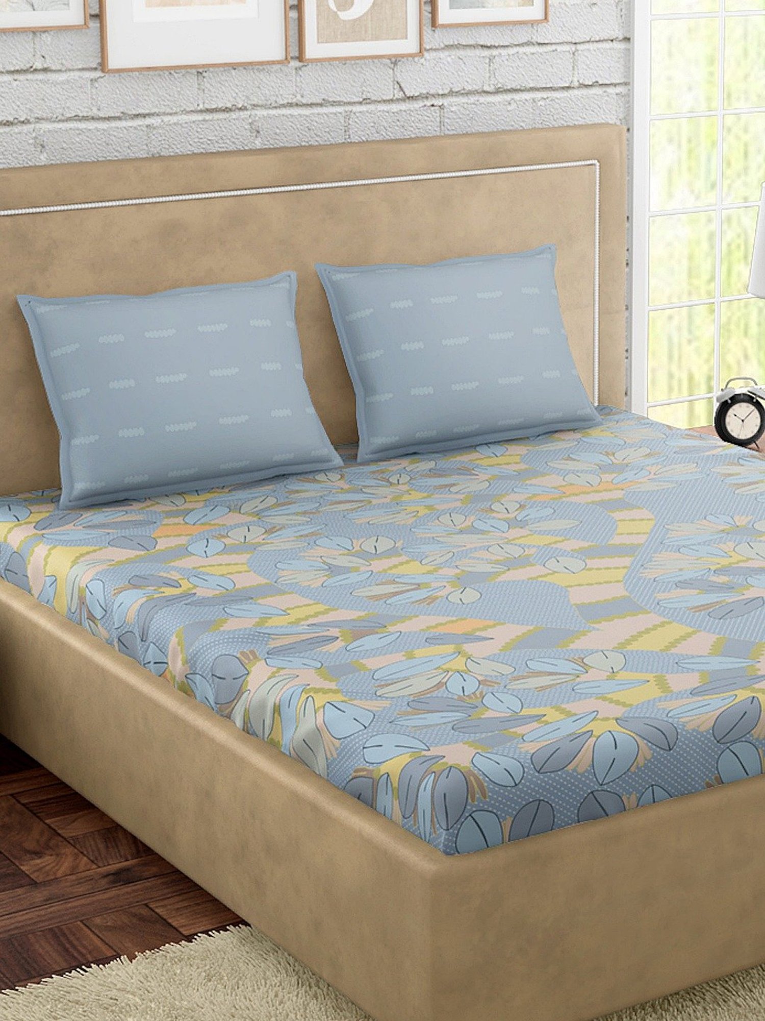 Petal Home Gondi Tree Blue Cotton 300 TC Bedsheet