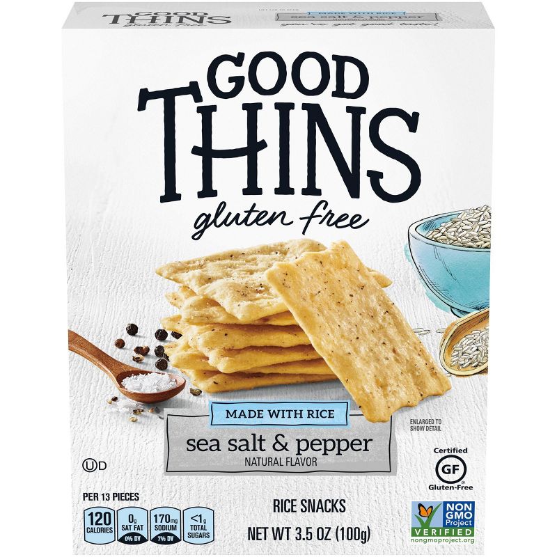 Good Thins Sea Salt & Pepper Rice Snacks Gluten Free Crackers - 3.5oz