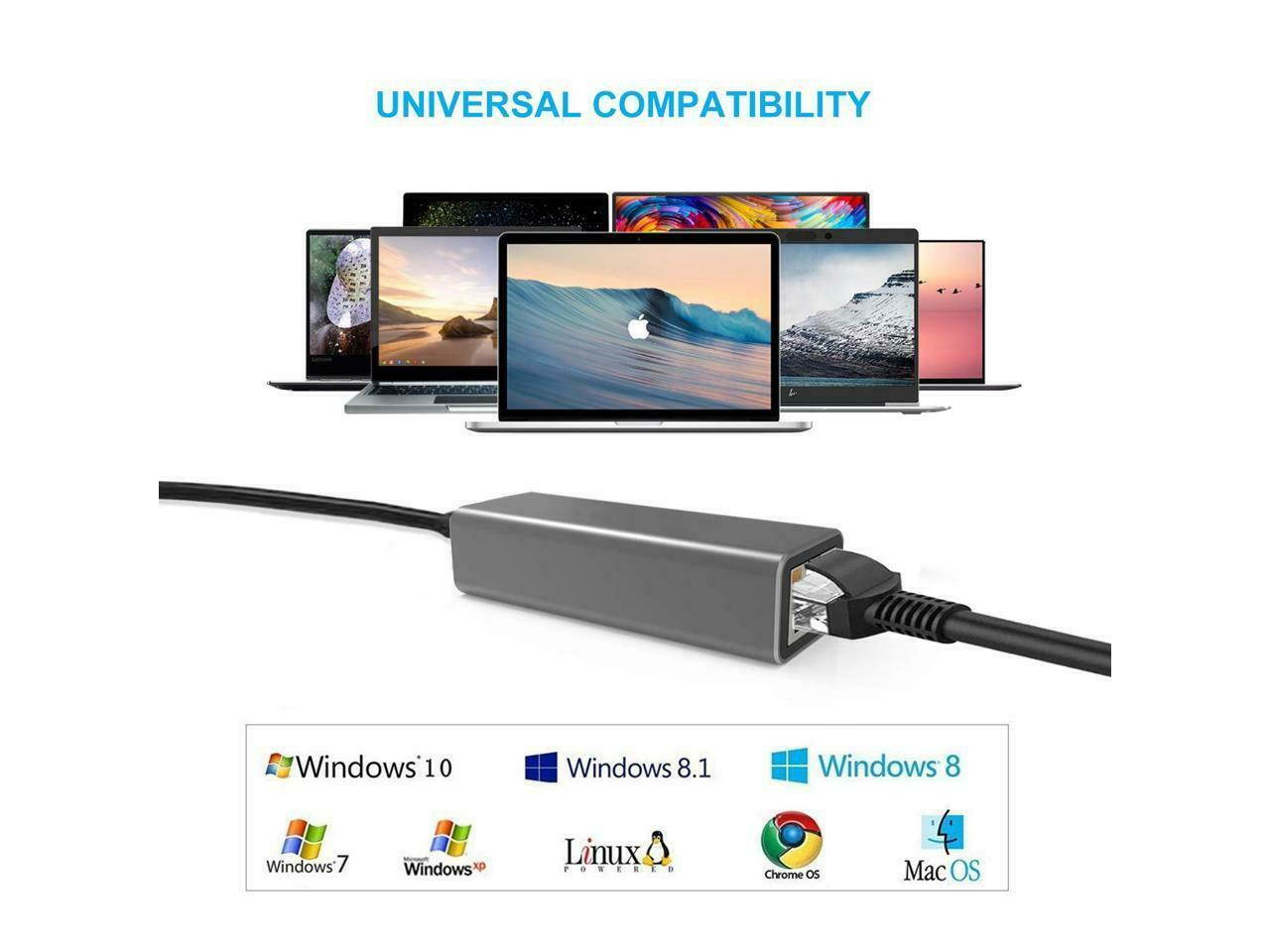 USB C to Ethernet Adapter, 1gb Gigabit 100M 1000M RJ45 LAN Network Adapter Compatible MacBook Pro (Thunderbolt 3), 2018 2019 iPad Pro & Mac Air, Surface Book 2/Go, Chromebook 13/15, More (Space Gray)