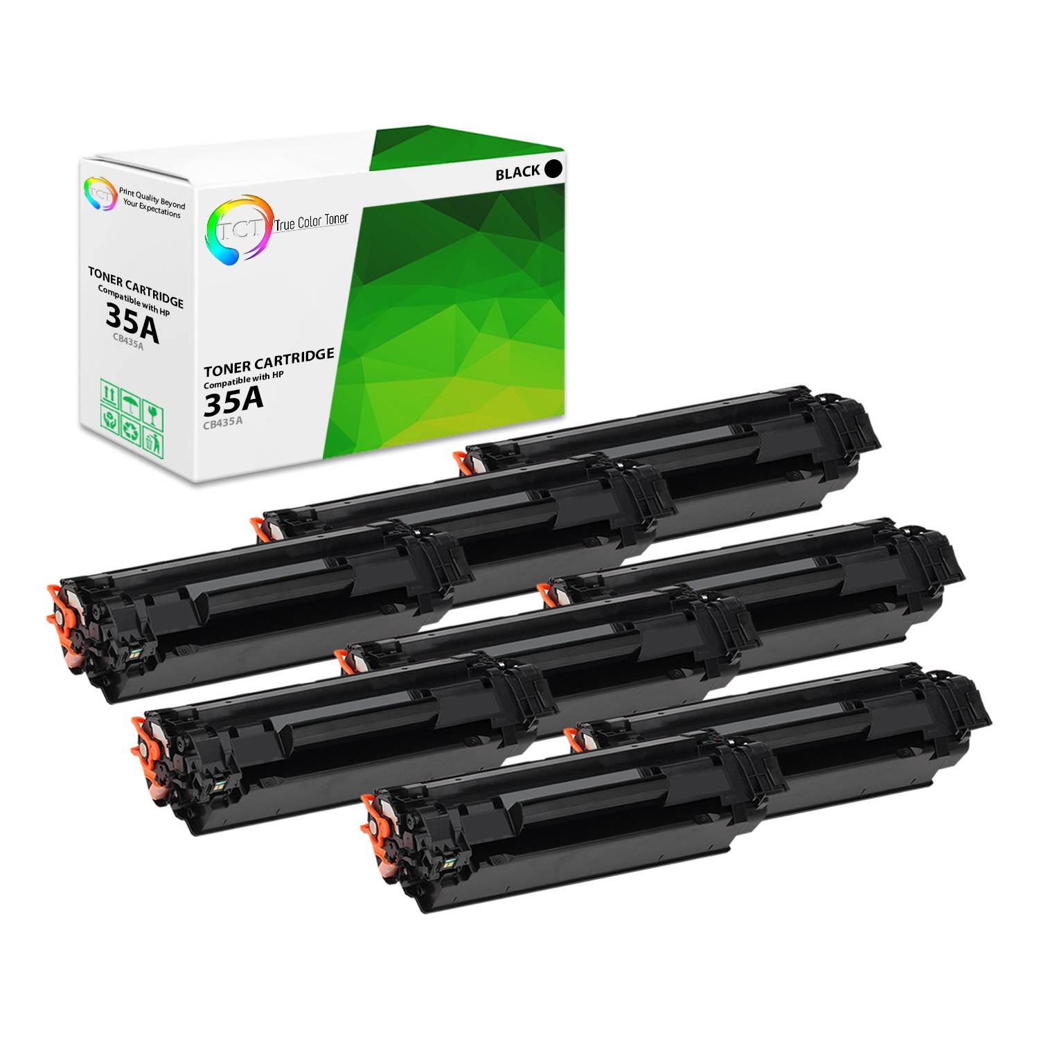 TCT Premium Compatible Toner Cartridge Replacement for HP 35A CB435A Black works with HP LaserJet P1005 P1006 P1007 P1008 P1009 Printers (1,500 Pages) - 4 Pack
