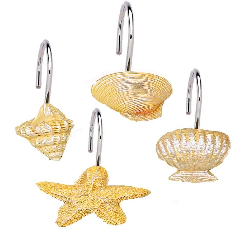 Carnation Home Fashions "South Beach" Resin Shower Curtain Hooks Set of 12 - Ivory