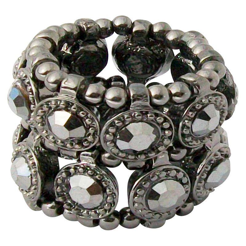 Zirconite Stretch Ring with Crystals - Black