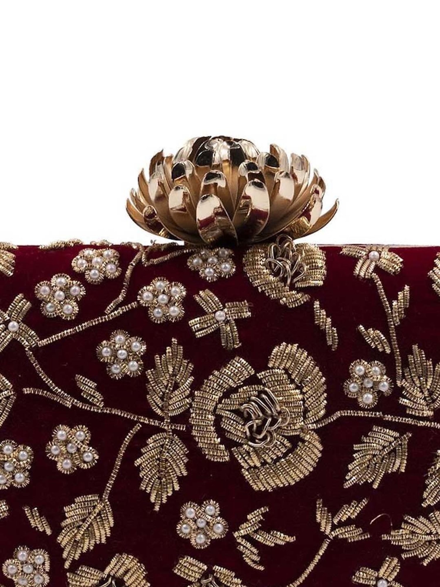 Sugarcrush Maroon Embellished Clutch