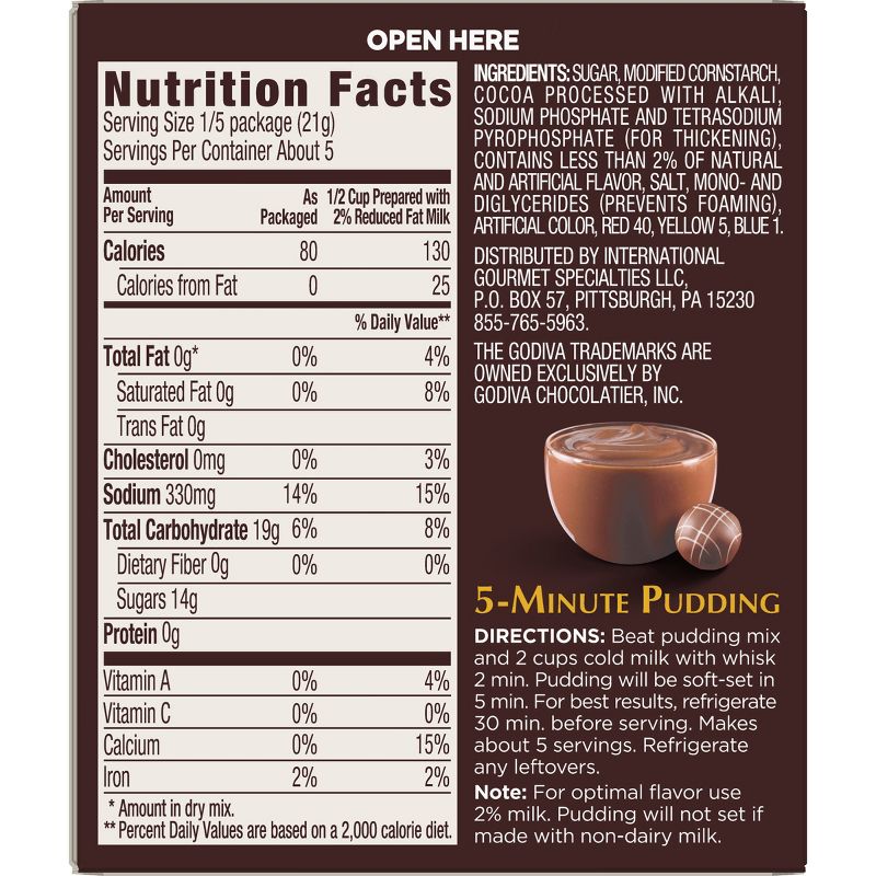 Godiva Chocolate Instant Pudding - 3.7oz