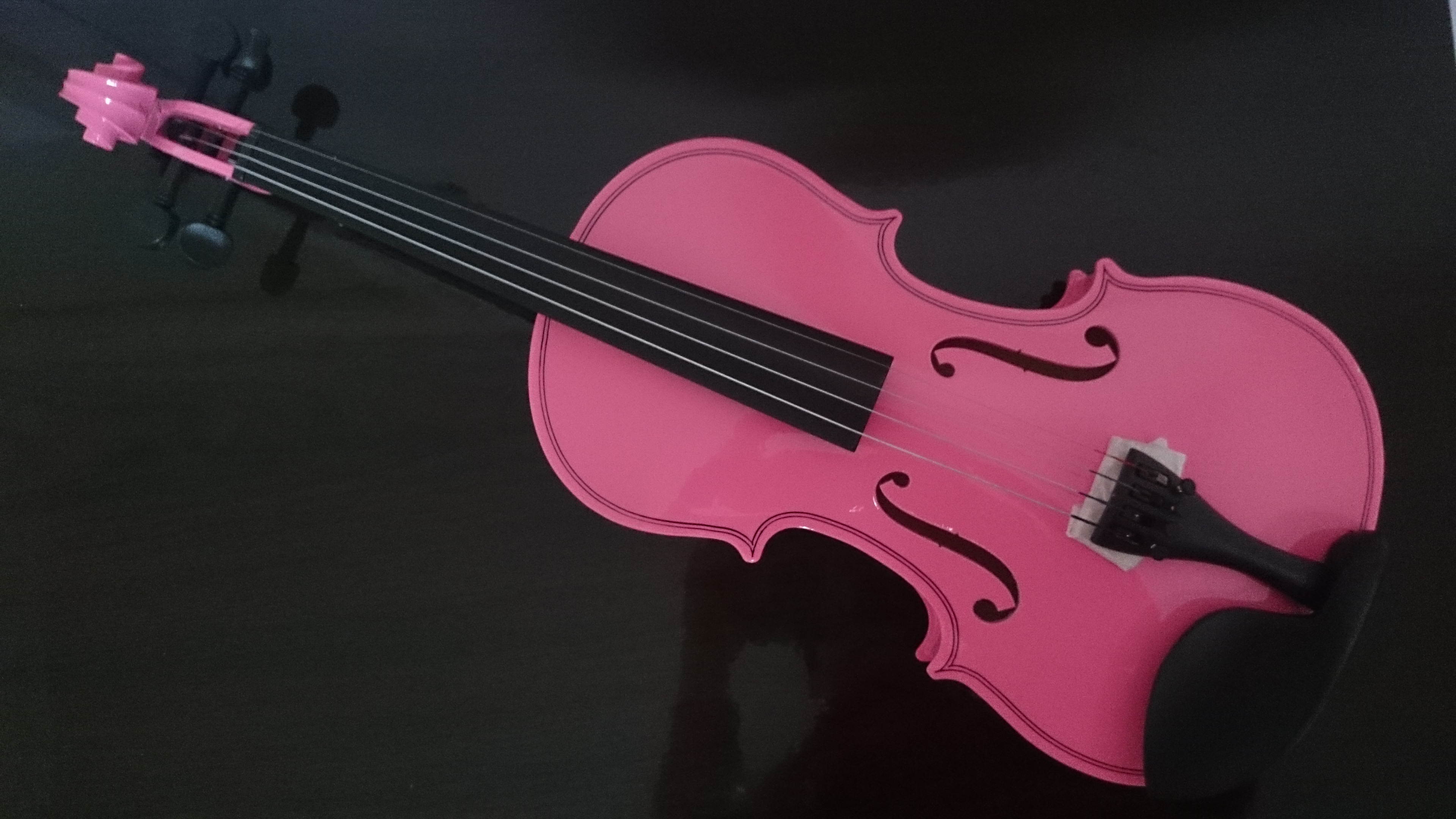 Student Acoustic Violin Full 1/4 Maple Spruce with Case Bow Rosin Pink Color