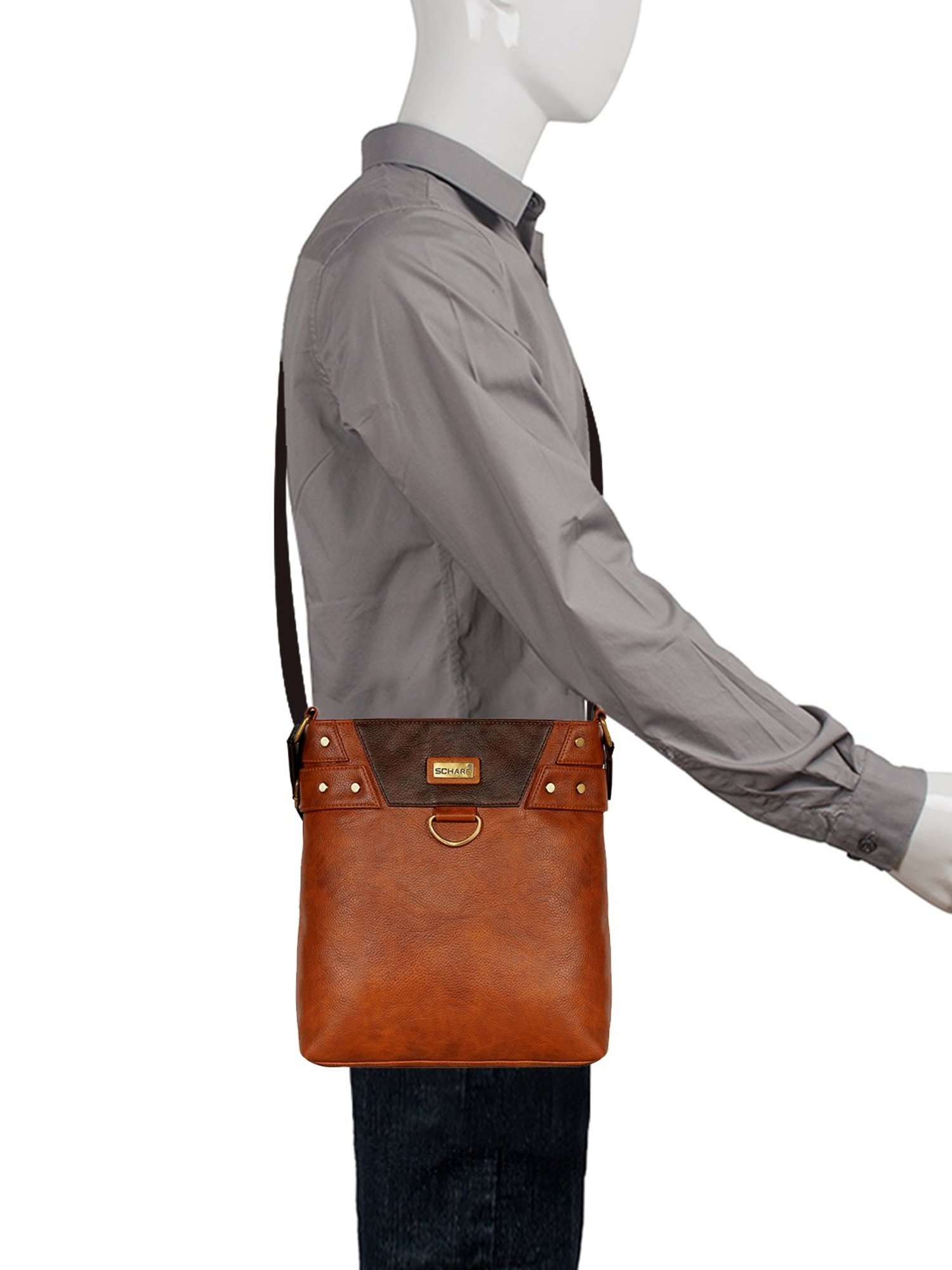 Scharf James Tan Solid Small Cross Body Bag