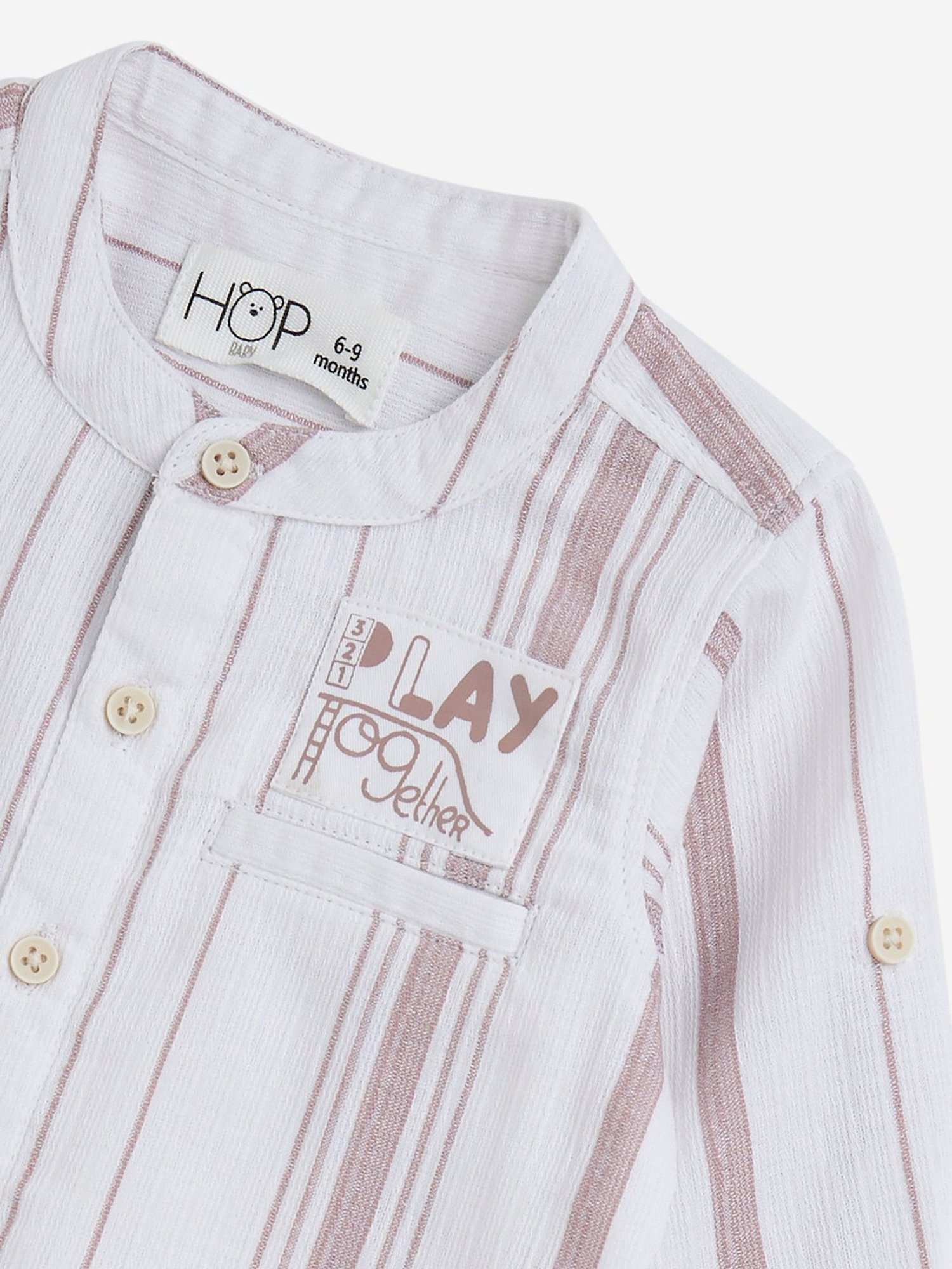 HOP Baby by Westside Dusty Pink Striped Cotton Shirt