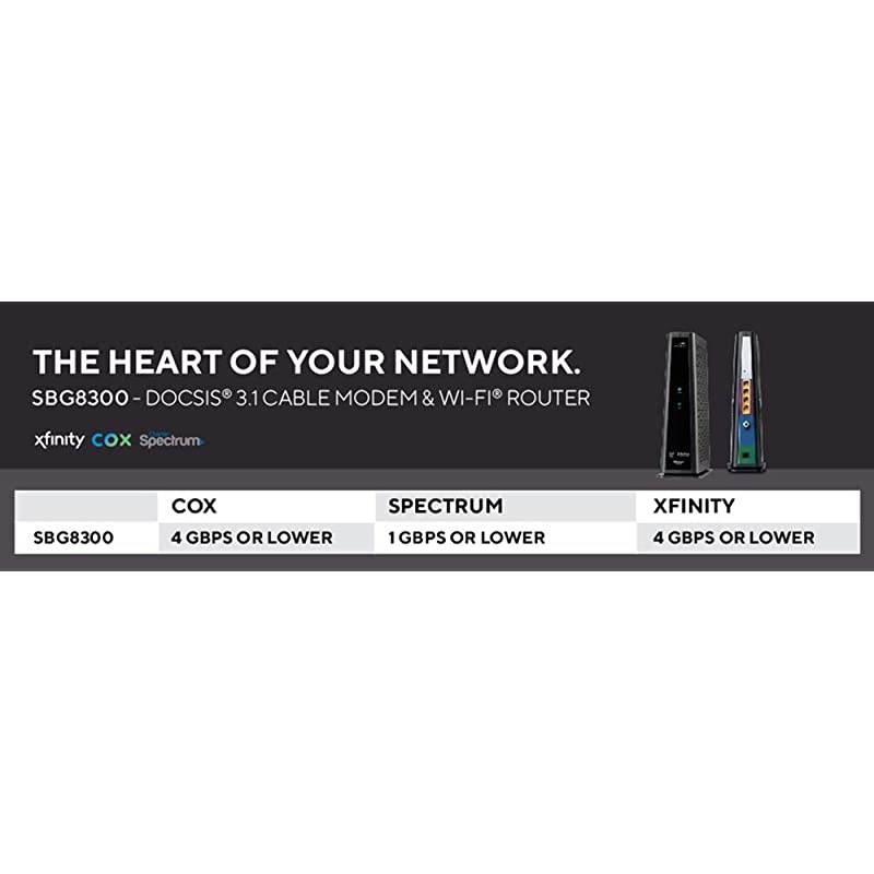 SURFboard SBG8300 DOCSIS 3.1 Gigabit Cable Modem & AC2350 Dual Band Wi-Fi Router, Approved for Cox, Spectrum, Xfinity & others (black)