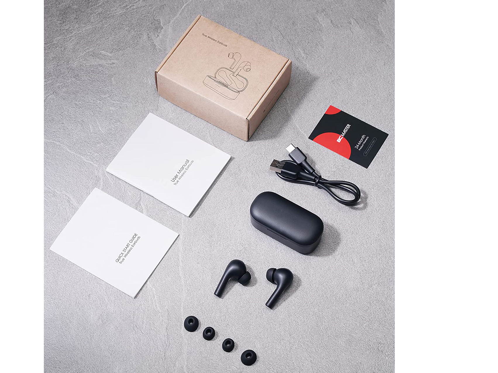 Upgraded Wireless Earbuds, Bluetooth Headphones with Noise Cancelling Mics, 30H Playtime, IPX6 Waterproof Bluetooth Earphones in-Ear with 5 Sizes Tips for iPhone, Android, Charging Case Included