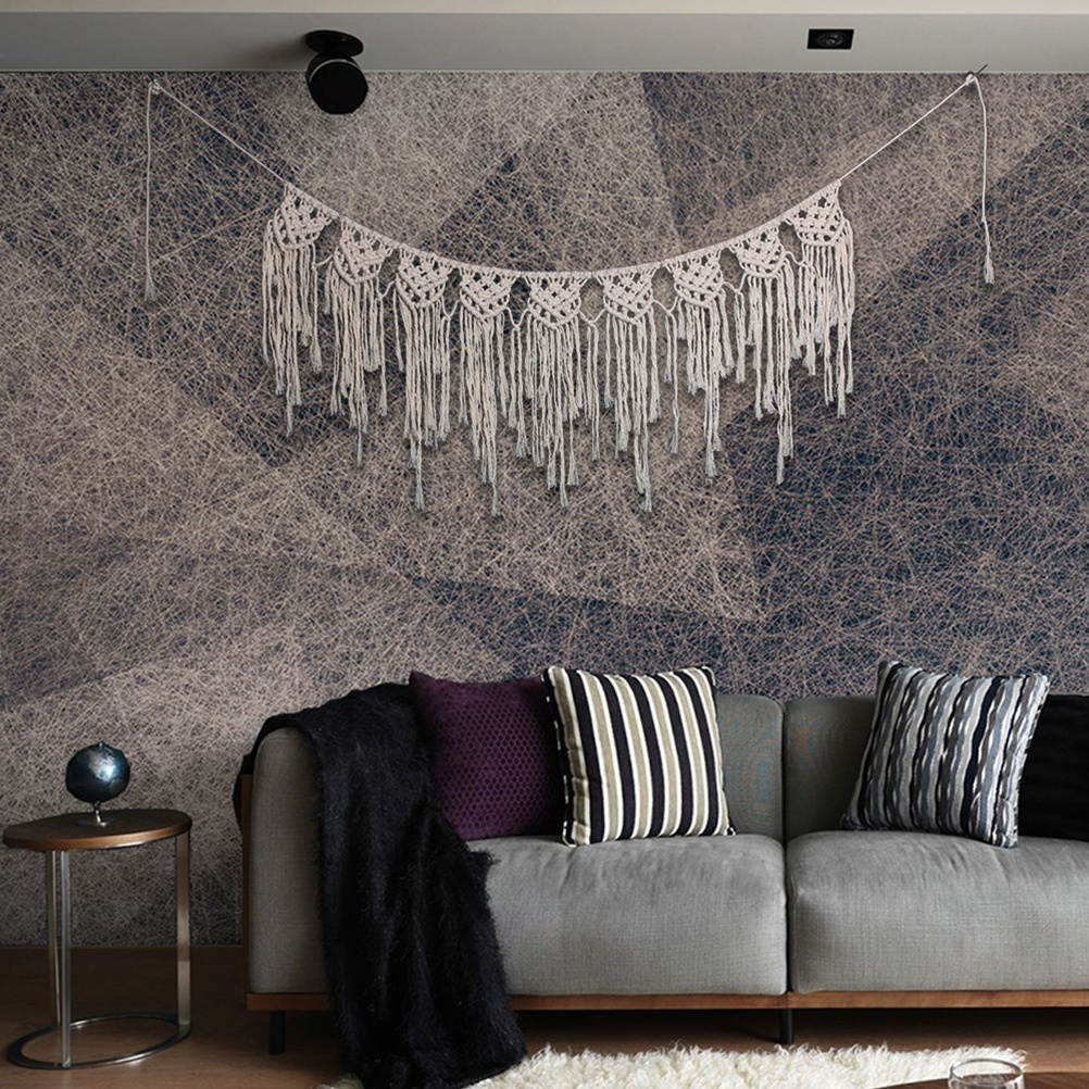 100x40cm Handmade Tassel Wall Hanging Tapestry Ornament Craft Indoor Home Hanging Decor (Beige)