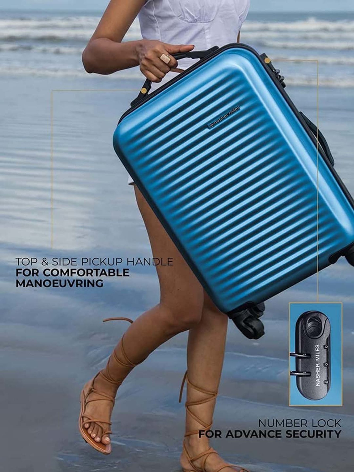 Nasher Miles Monte Carlo Hard-Sided Polycarbonate Check-in  Blue 24 inch |65cm Trolley Bag