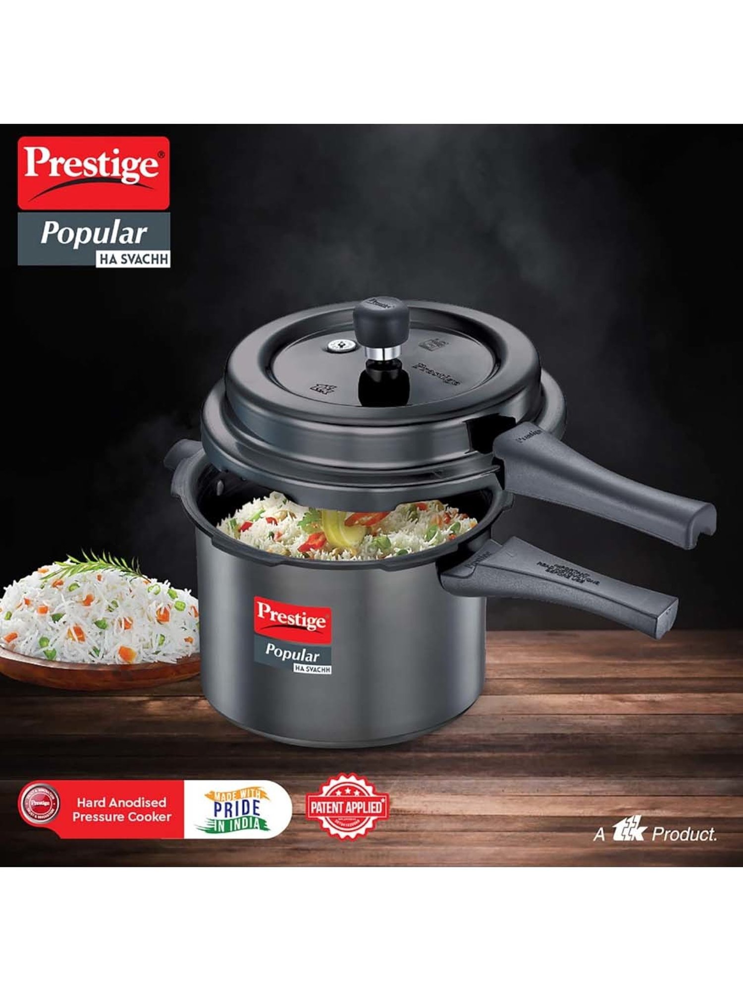 Prestige Black Hard Anodised Popular Svachh Pressure Cooker (5 L)